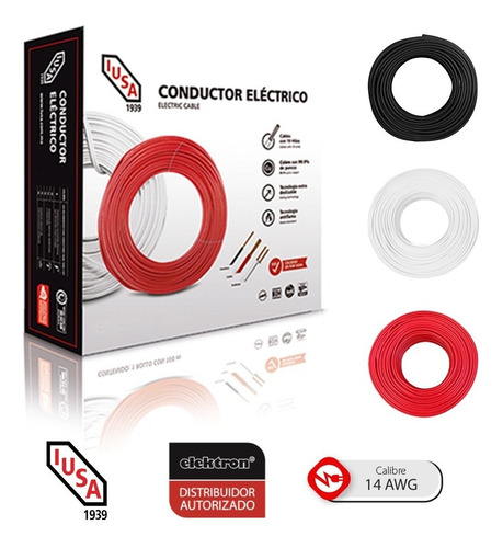 Imagen 2 de 7 de Kit 3 Cajas 100 Mts Cable Iusa Negro,blanco,rojo Thw Cal 14