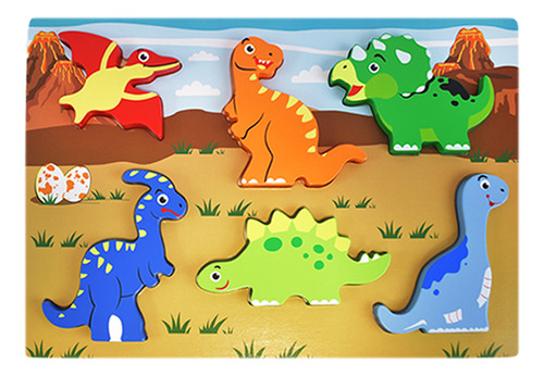 Juego De Encastre Puzzle De Madera Dinosaurios