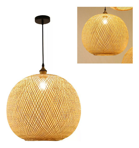 Lámpara Colgante De Bambú Tejida De Ratán Para Sala De Estar
