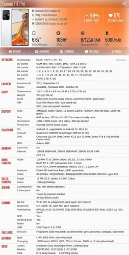 Xiaomi 11t Pro 2107113sg 5g 8gb 256gb Dual Sim Duos