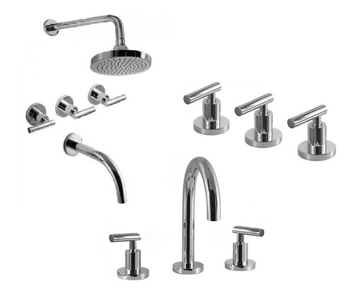 Combo Griferias Hidromet Sun Lever Bidet Lavatorio Ducha 