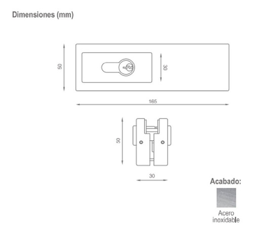 Imagen 3 de 3 de Herraje Inf Con Cerradura Puerta Vidriada Dt-7010 Scanavini