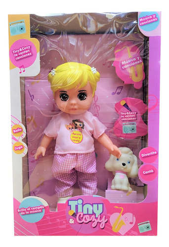 Muñeca Cariñito Tiny Cozy Musical Con Mascota ELG 0939