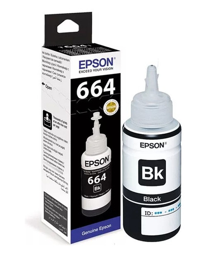 Tinta Epson T664 Original Negro 70 Ml T664120 - Botella