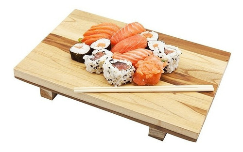 Tabua Para Sushi Cor Marrom Retangular