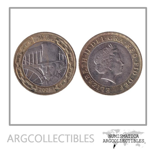 Inglaterra Moneda 2 Pounds 2006 Bimetalica Km-1060 Au