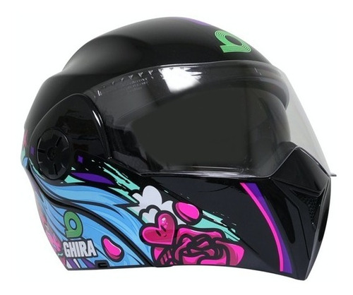 Imagen 6 de 6 de Casco Para Niña Infantil Ghira Kat Rosa Abatible Certificado