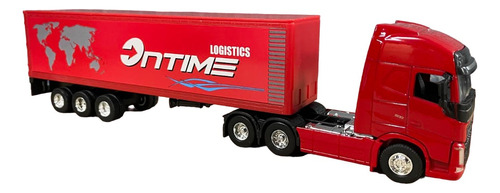 Camion Welly Volvo Ntainer Escala 1:64  Rojo Metalico