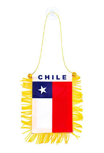 Bandera De Chile Con Flecos Para Auto Con Chupon Agarre