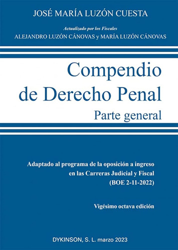 Compendio De Derecho Penal Parte General 28 Edicion (sin Col