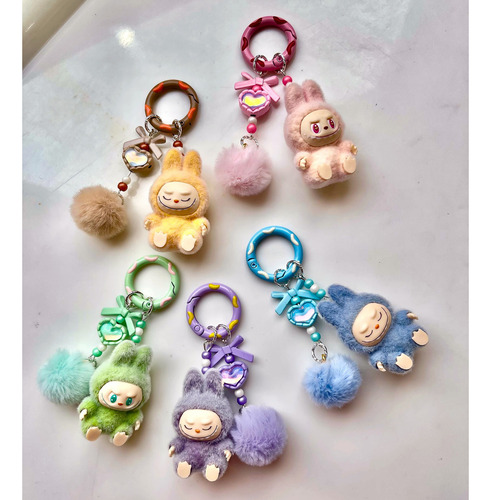Mini Labubu Keychain Cartoon Creative Collection Plush Doll