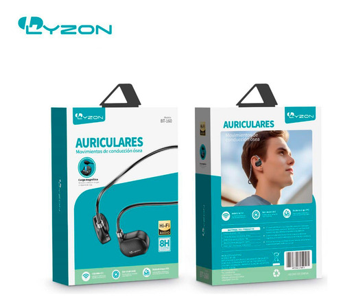 Audífonos Inalámbricos Conducción Ósea Lyzon Bt-160 Ipx5 8h Negro