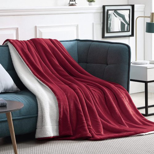 Manta Walensee Sherpa De Forro Polar Navideño, Roja, Tamaño