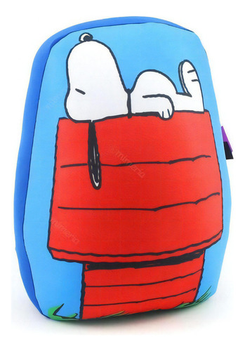 Almofada Snoopy Casinha Micropérolas Cor Azul Desenho Do Tecido Snoopy