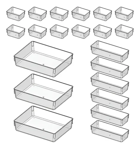 Kit 21 Organizador Multiuso Modular Gavetas Acrílico Cristal Acrílico