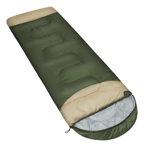 Bolsa Dormir Discovery Capucha Compacta Con Bolso Reforzada Color Verde-beige 17743 Ubicación Del Cierre Derecho