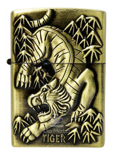 Isqueiro De Metal Dourado Tiger - Da Mata