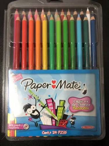 24 Colores  Creyones Madera Escolares Paper Mate No Toxico