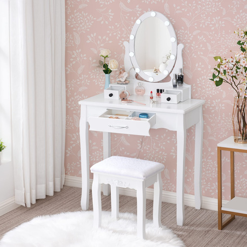 Anwbroad Ubdt12w Juego De Mesa De Maquillaje Con Espejo