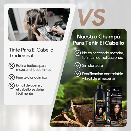 Shampoo Tinte Instantaneo Cubre Canas Extracto De Ginseng