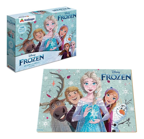 Xalingo Brinquedos Frozen 1976.5 Quebra Cabeça 100 Pç Madeira Reflorestada Disney