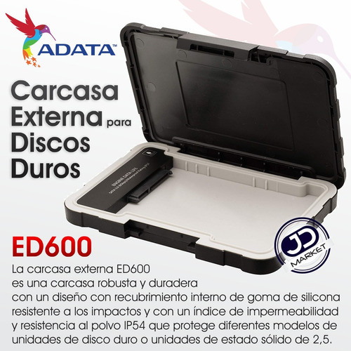 Imagen 2 de 10 de Caja Externa Antigolpes Usb 3.1 Adata Ed600 Disco Duro 2.5''