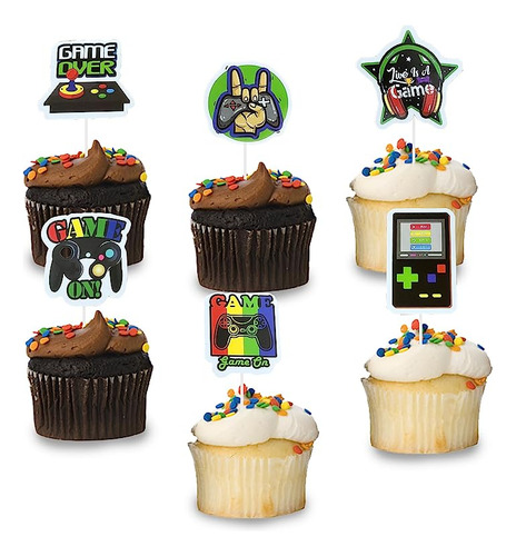 24 Piezas Decoracion Cupcakes Videojuegos Para Niños Decorac