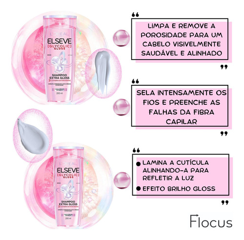 Kit Shampoo Condicionador Elseve Glycolic Gloss Serum Linha