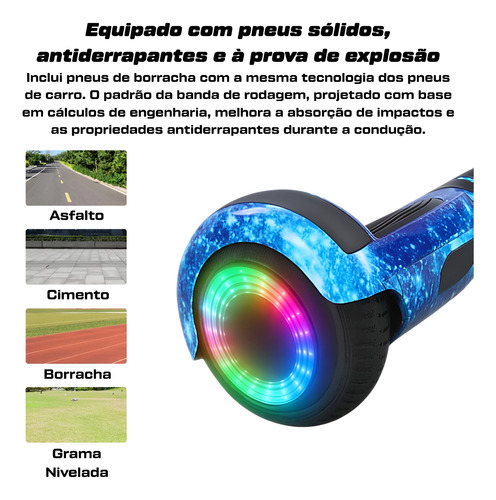 Hoverboard Skate Elétrico Original 6.5 Led Bluetooth Cores