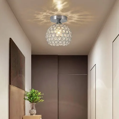 Moderna Lámpara De Techo Cristal Con Sombra Hierro Ø15cm