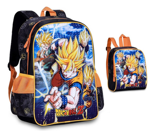 Mochila De Costas Lancheira Térmica Dragon Ball Z Meninos