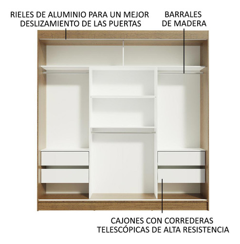 Ropero Reno 3 Puertas Corredizas 1 Espejo Marrón/negro