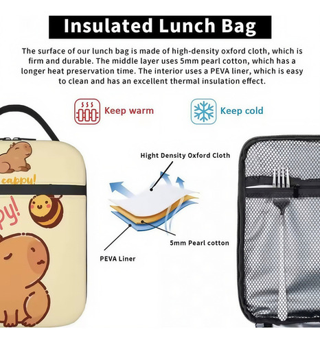Bolsa De Almuerzo Con Forma De Capibara De Gran Capacidad