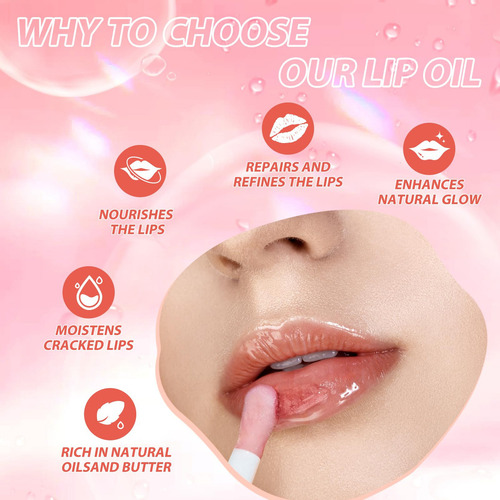 Aceite Labial Hidratante Langmanni, Brillo Labial No