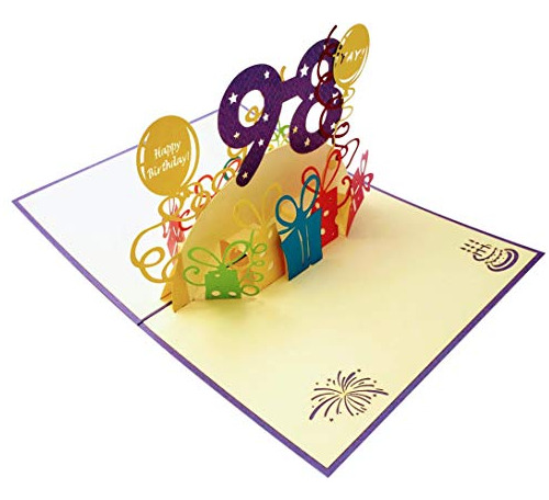 Tarjeta De Feliz Cumpleaños 98 Regalos 3d Noventa ...