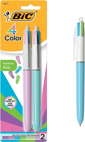 Bic 4 Color Fashion Ball Pen, Medium Point (1.0mm), Assorted