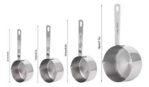 Hx Set 4 Cucharas Medidora Reposteria Acero Inoxidable
