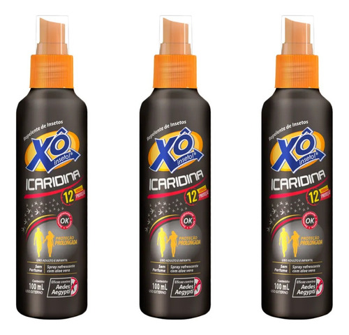 Kit 3 Repelente Xô Inseto Icaridina 12h De Proteção 100ml