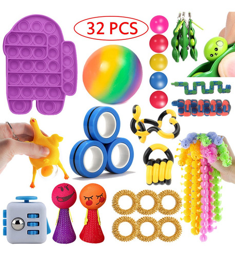 Juego De Cubos Fidget 32 Piezas - Anti Estrés Sensorial Toyz