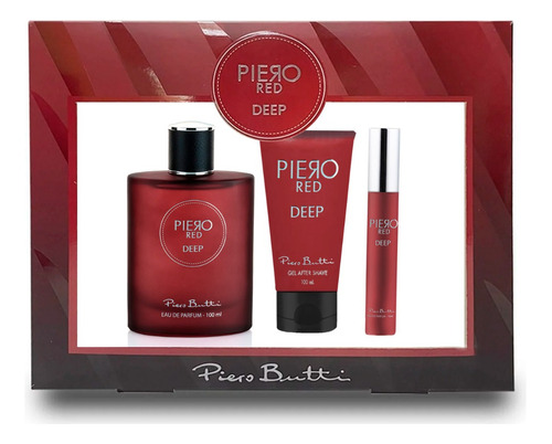 Set Perfume Piero Red Deep Edp 100 Ml + Perfumero + After Sh