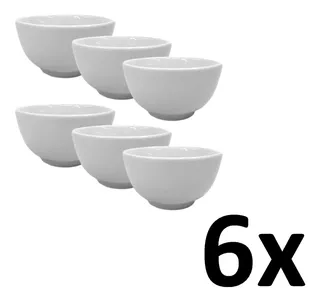 6 Tigela Cumbuca Japonesa Bowl 440ml Porcelana Açai Caldo Cor Branco