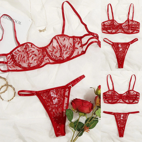 Sujetador Casual De Encaje Tipo Bralette Bordado Con Flores