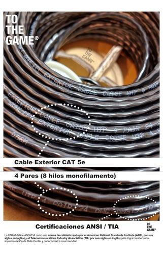 Cable Utp Rollo 100mts 100m Exterior Cat 5e Red Vaina Negra