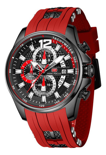 Reloj Cronógrafo Luminoso Mini Focus Correa Red Black