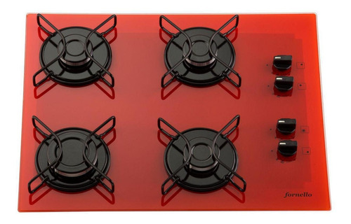 Fogão Cooktop Fornello 4 Bocas Vermelho Automático