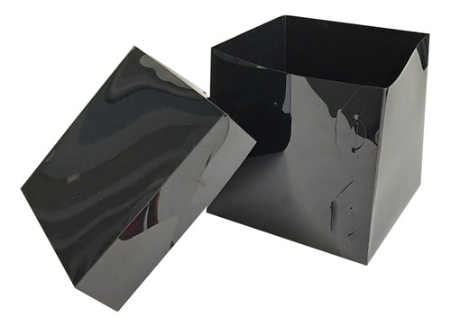 25 Caja Acetato Base Negra 10x10x10 Cms Tapa Negra Mod 1763