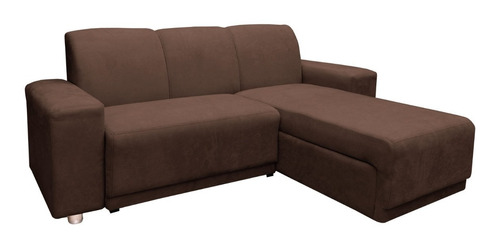 Sillon Juego De Living Comedor Sofa Chaise Long Marron Plaza