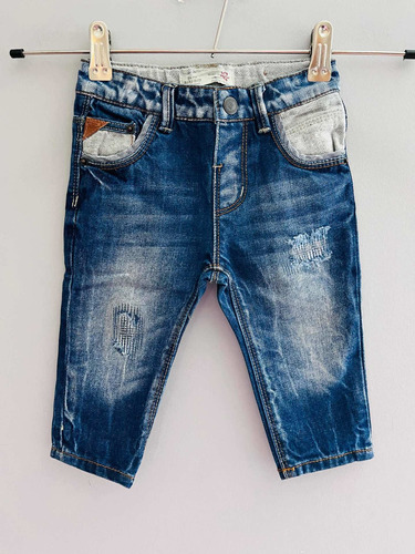 Jeans De Bebé Niño Azul Oscuro Con Desgastes Chupin Zara