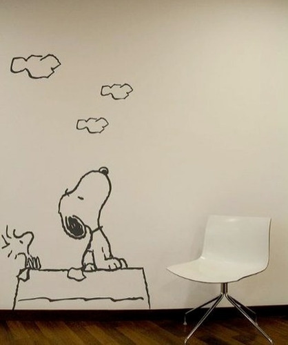 Vinilo Decorativo Snoopy Viendo Nubes Pared Mas Diseños 4u