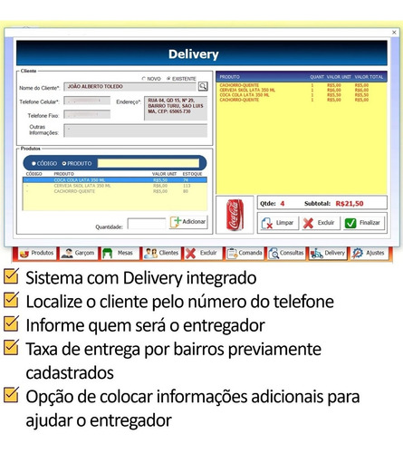 Sistema Comandas, Pizzaria, Delivery, Mesa, Estoque, Vendas